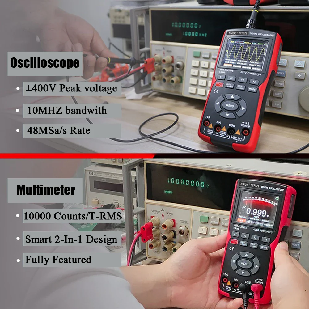 BSIDE ZT702S Handheld Oscilloscope Multimeter Professional Digital Multiteter Electrician Current Capacitance Resistance Tester - Image 4
