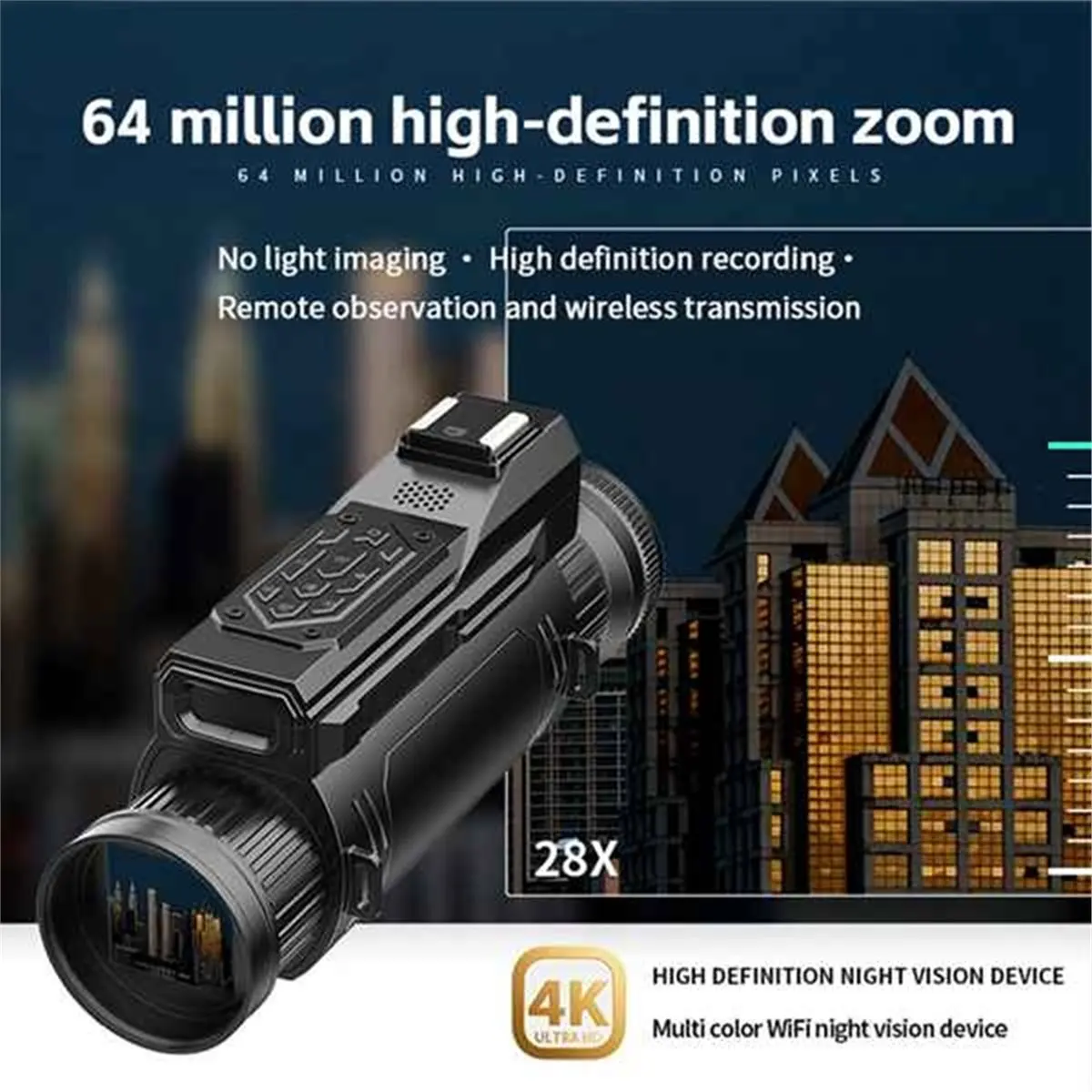 D12 4K Digital Night Vision Monocular 28X Infrared Night Vision Goggles 68MP Digital Zoom Wifi Telescope for Camping - Image 4