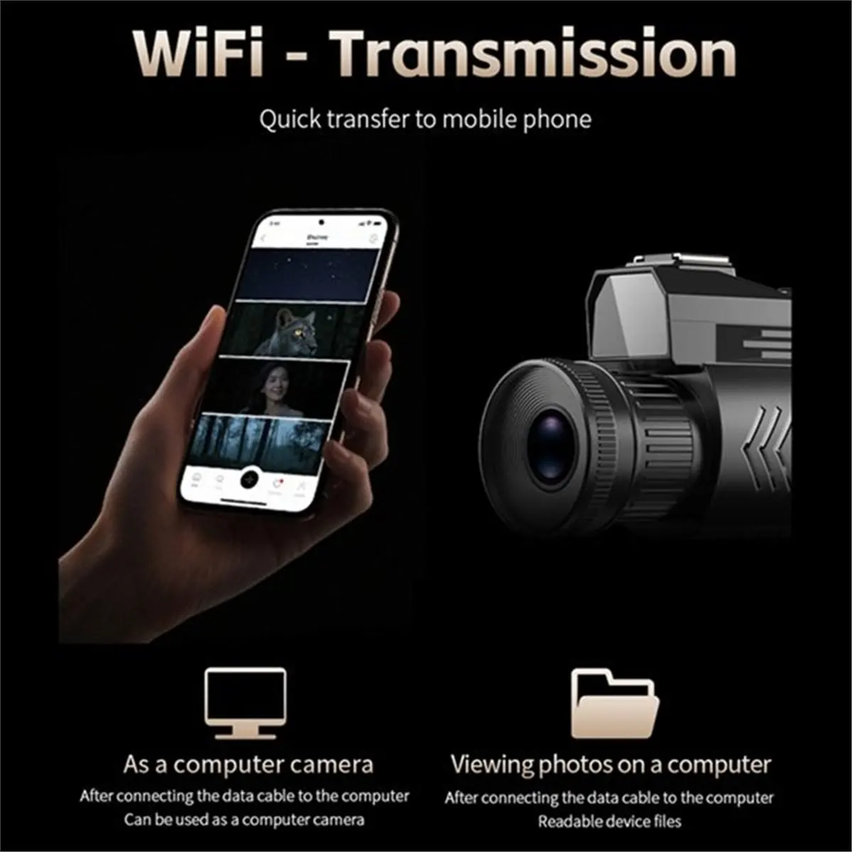 D12 4K Digital Night Vision Monocular 28X Infrared Night Vision Goggles 68MP Digital Zoom Wifi Telescope for Camping - Image 5