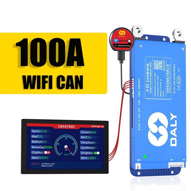 Daly BMS WiFi Active BMS 250 amperios for Lifepo4 4S 8S 24S 100A 150A 200A 500A Active Balance 1A Built-in BT 7S 24V 12V 48V - Image 14