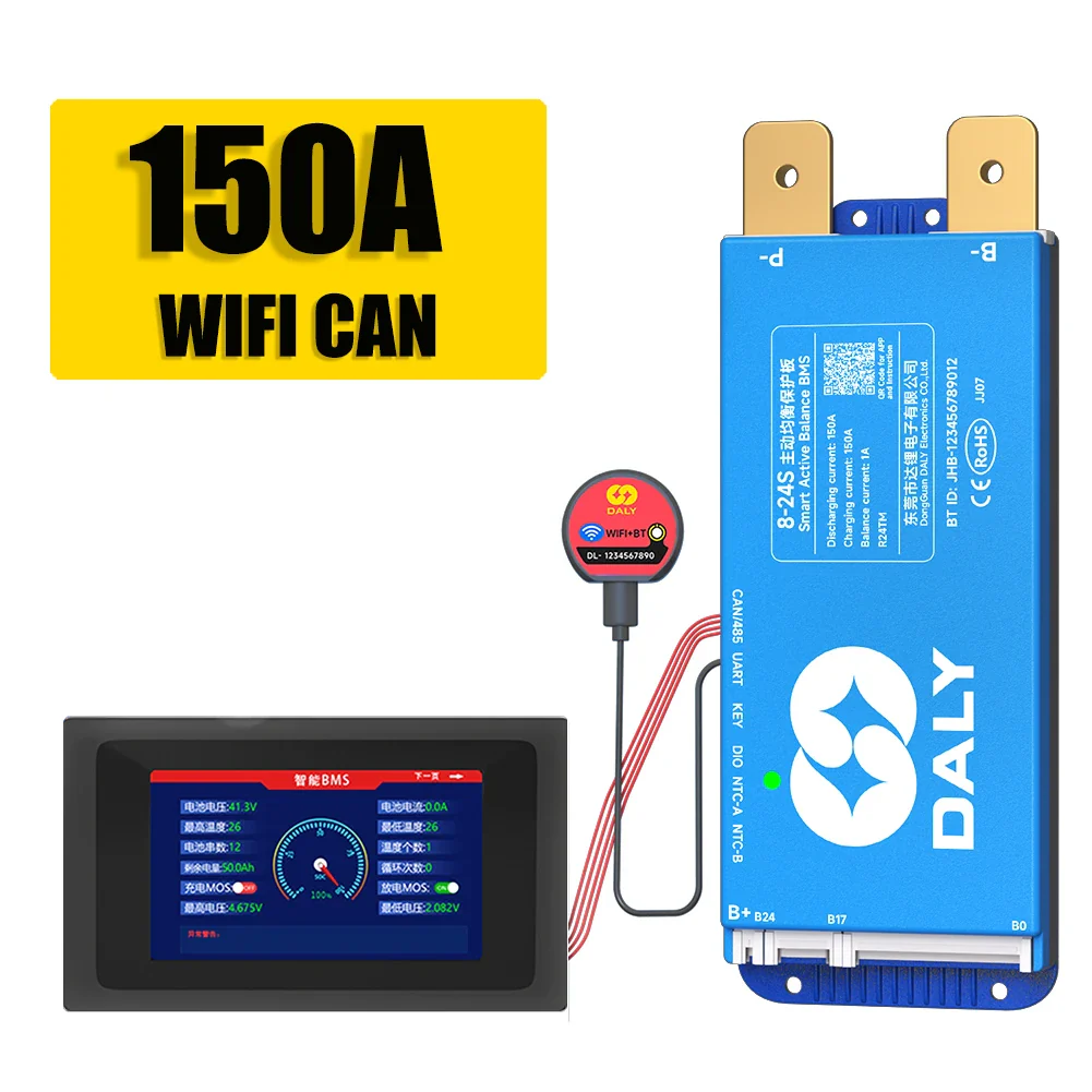 Daly BMS WiFi Active BMS 250 amperios for Lifepo4 4S 8S 24S 100A 150A 200A 500A Active Balance 1A Built-in BT 7S 24V 12V 48V - Image 15