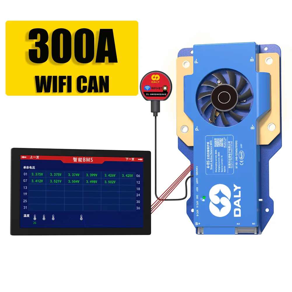 Daly BMS WiFi Active BMS 250 amperios for Lifepo4 4S 8S 24S 100A 150A 200A 500A Active Balance 1A Built-in BT 7S 24V 12V 48V - Image 18