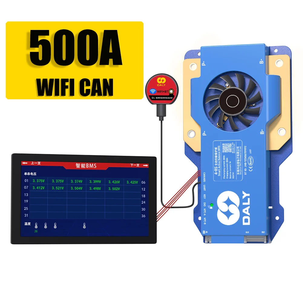 Daly BMS WiFi Active BMS 250 amperios for Lifepo4 4S 8S 24S 100A 150A 200A 500A Active Balance 1A Built-in BT 7S 24V 12V 48V - Image 20