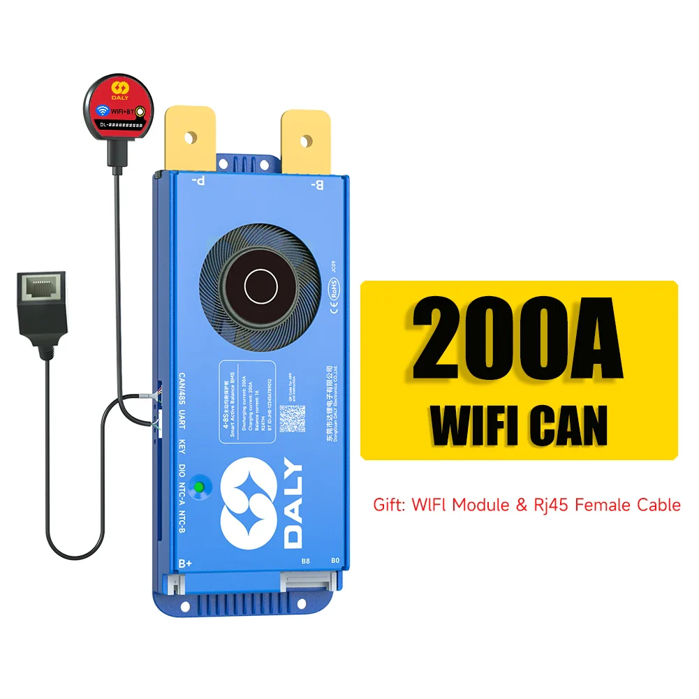 Daly BMS WiFi Active BMS 250 amperios for Lifepo4 4S 8S 24S 100A 150A 200A 500A Active Balance 1A Built-in BT 7S 24V 12V 48V - Image 22