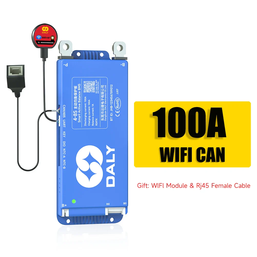 Daly BMS WiFi Active BMS 250 amperios for Lifepo4 4S 8S 24S 100A 150A 200A 500A Active Balance 1A Built-in BT 7S 24V 12V 48V - Image 7