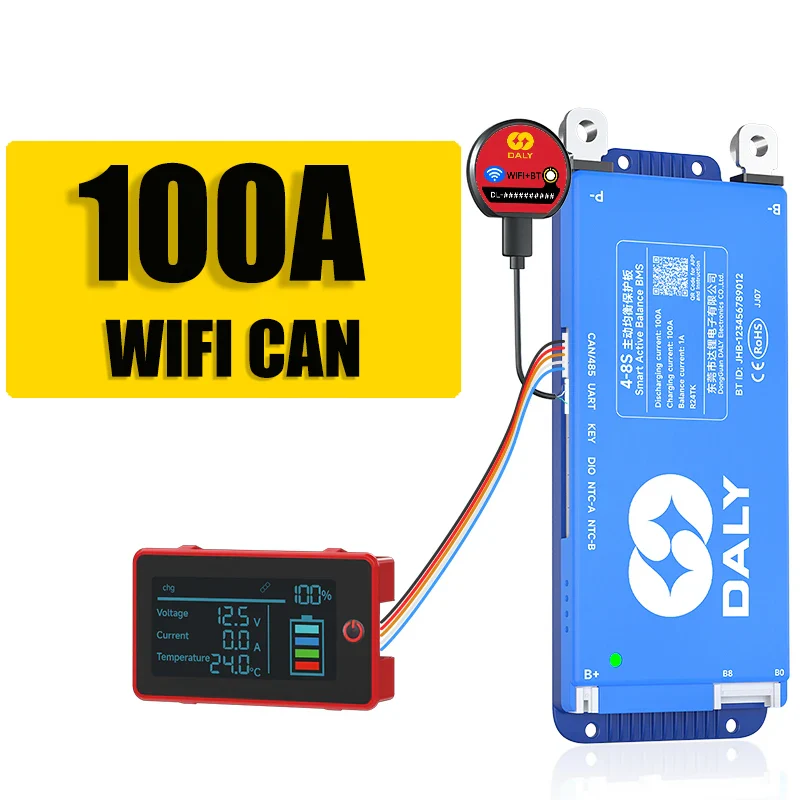 Daly BMS WiFi Active BMS 250 amperios for Lifepo4 4S 8S 24S 100A 150A 200A 500A Active Balance 1A Built-in BT 7S 24V 12V 48V - Image 8