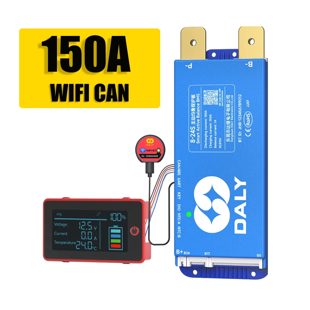 Daly BMS WiFi Active BMS 250 amperios for Lifepo4 4S 8S 24S 100A 150A 200A 500A Active Balance 1A Built-in BT 7S 24V 12V 48V - Image 9
