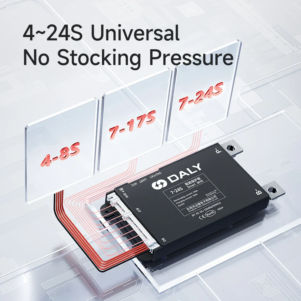 Daly Smart BMS 4S 6S 8S 12S 13S 14S 16S 17S 20S 24S Bluetooth BMS 30A 40A 60A 80A 100A 120A 150A 200A Lifepo4 Li-Ion LTO Battery - Image 2