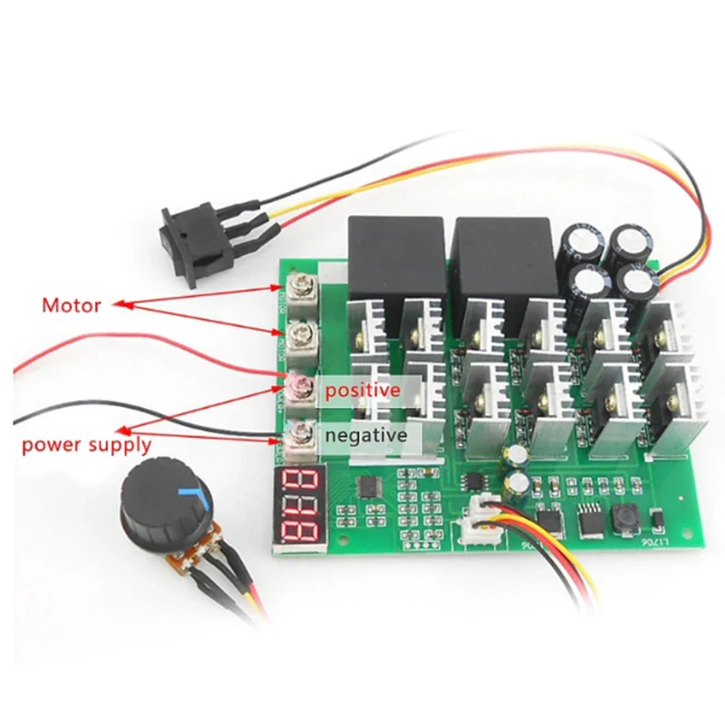 DC 10-55V 12V 24V 36V 48V 55V 100A Motor Speed Controller PWM HHO RC Reverse Control Switch with LED Display - Image 8