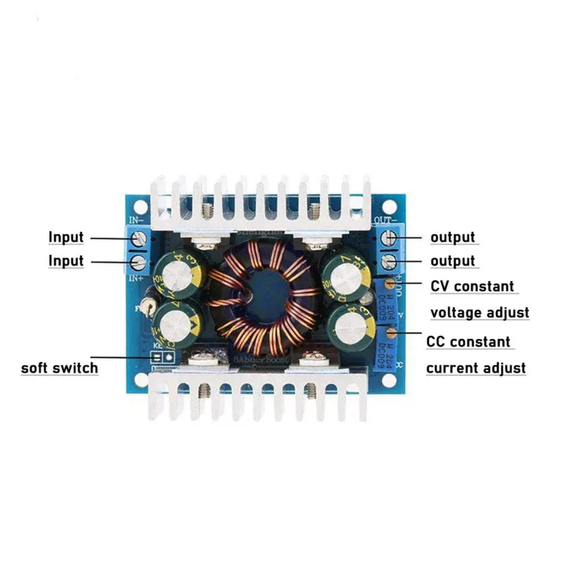 DC 5-30V to 1.25-30V 8A Automatic Step UP/Down Converter Boost/Buck Voltage Regulator Module Charger Power Converter DIY KIT - Image 4