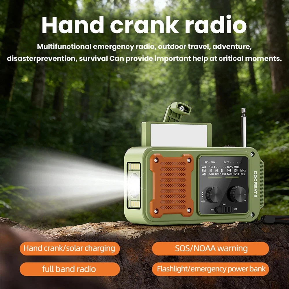 DC 5V 2A 7-in-1 87-108MHZ Multi-Function Emergency Radio: AM/FM/WB Full-Band Portable Radio with USB-C Interface - Image 4