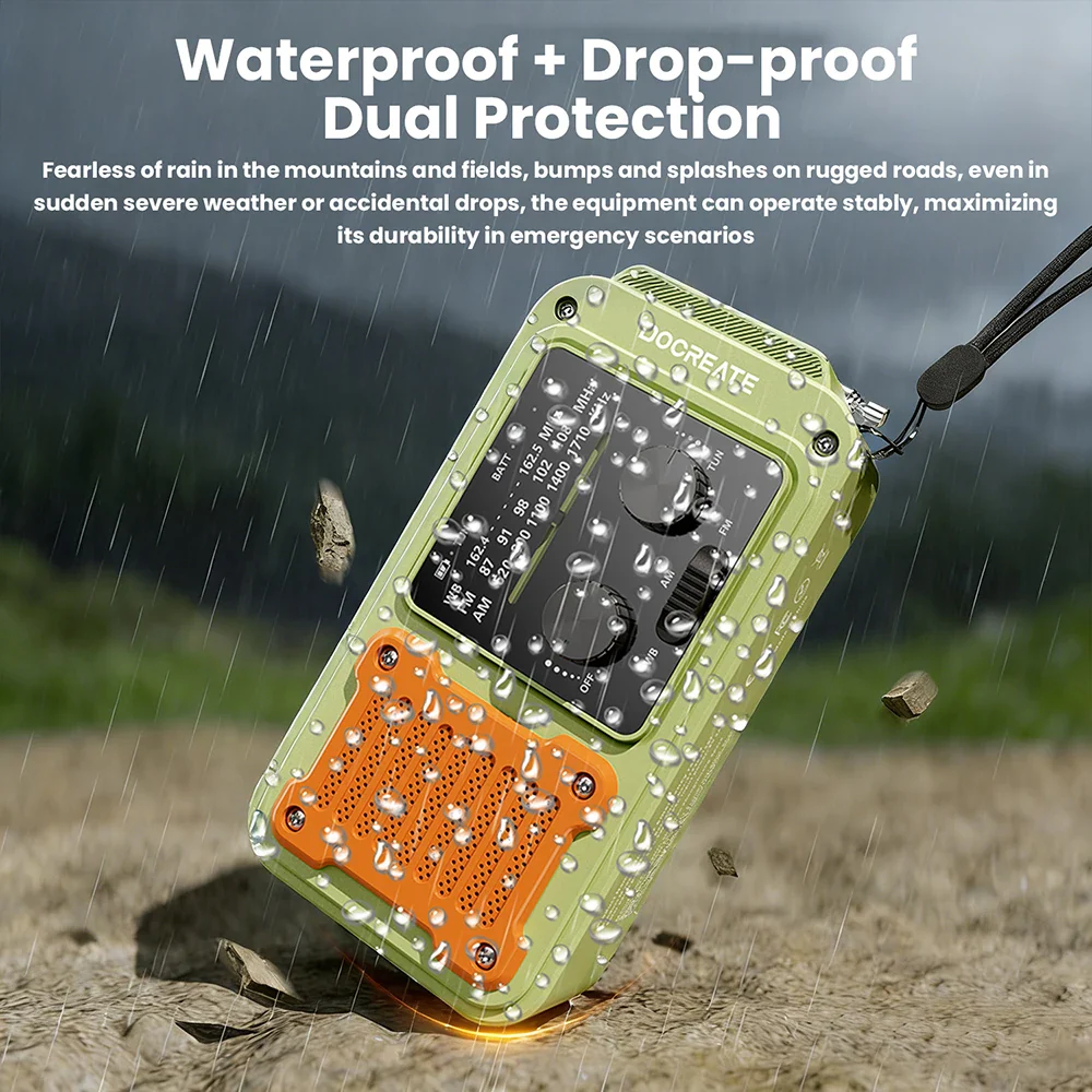 DC 5V 2A 7-in-1 87-108MHZ Multi-Function Emergency Radio: AM/FM/WB Full-Band Portable Radio with USB-C Interface - Image 5