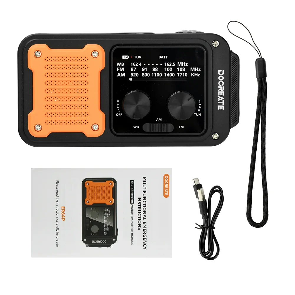 DC 5V 2A 7-in-1 87-108MHZ Multi-Function Emergency Radio: AM/FM/WB Full-Band Portable Radio with USB-C Interface - Image 7