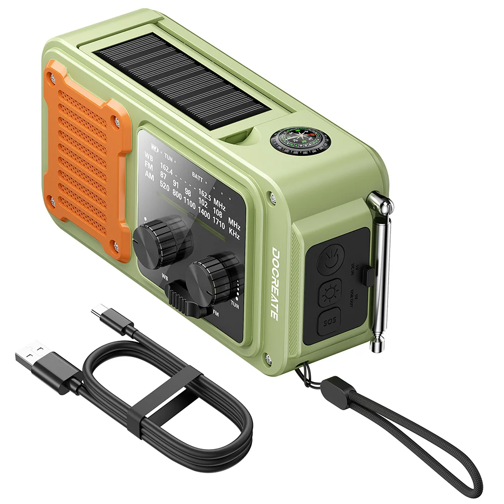 DC 5V 2A 7-in-1 87-108MHZ Multi-Function Emergency Radio: AM/FM/WB Full-Band Portable Radio with USB-C Interface - Image 8