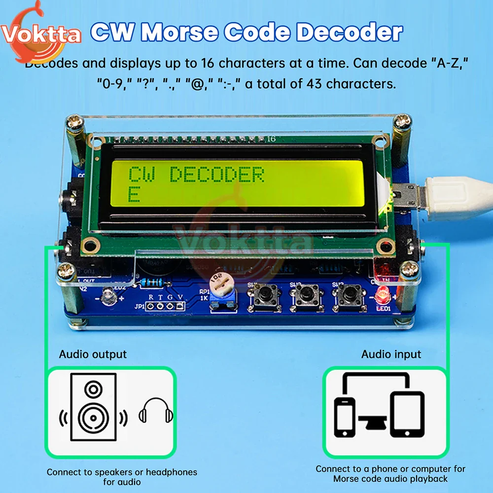 DC 5V CW Morse Code Decoder Loose Kit Audio Cipher Reader Circuit Board Welding Exercise DIY Electronic Manufacturing Kits - Image 4