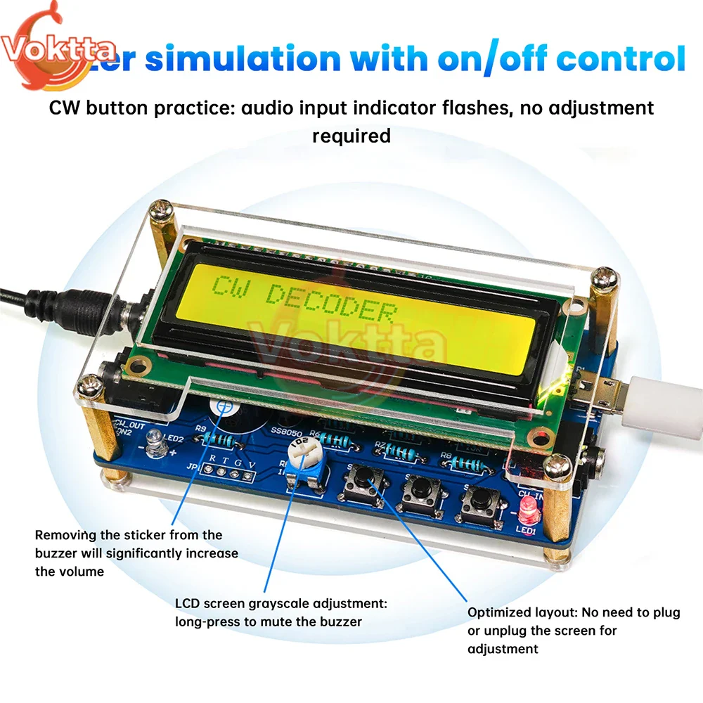 DC 5V CW Morse Code Decoder Loose Kit Audio Cipher Reader Circuit Board Welding Exercise DIY Electronic Manufacturing Kits - Image 5