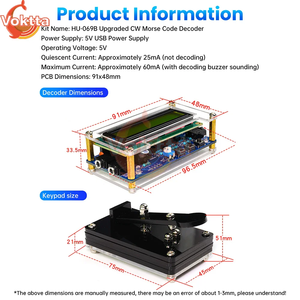 DC 5V CW Morse Code Decoder Loose Kit Audio Cipher Reader Circuit Board Welding Exercise DIY Electronic Manufacturing Kits - Image 6