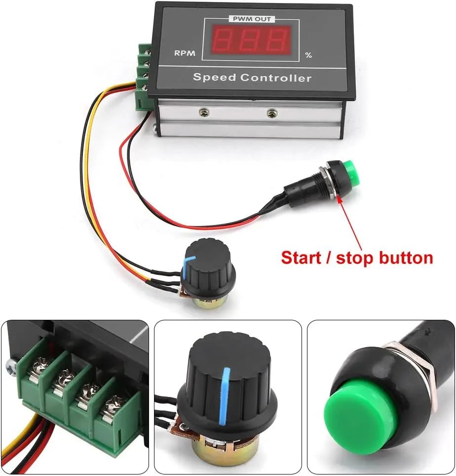 DC 6-60V 12V 24V 36V 48V 30A PWM DC Motor Speed Controller Regulator Motor Speed Controller with Start Stop Switch - Image 4
