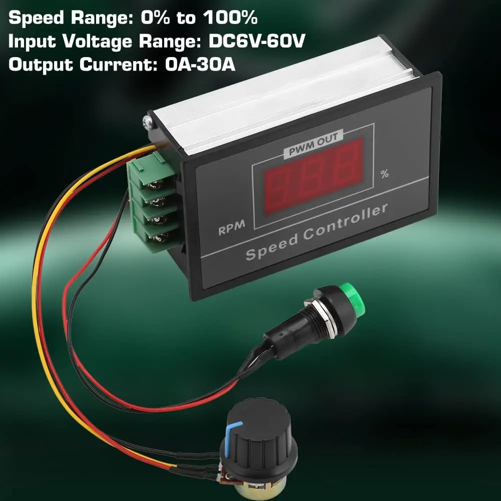 DC 6-60V 12V 24V 36V 48V 30A PWM DC Motor Speed Controller Regulator Motor Speed Controller with Start Stop Switch - Image 6