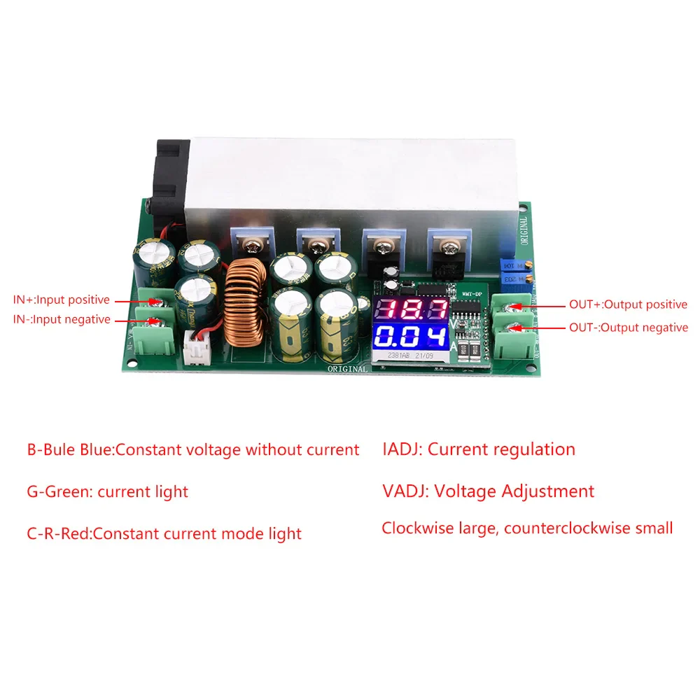 DC-DC High Power 600W Adjustable Step-down Power Supply Module With Fan 12V-80V To 2.5V-50V Buck Converter 25A Constant Current - Image 2
