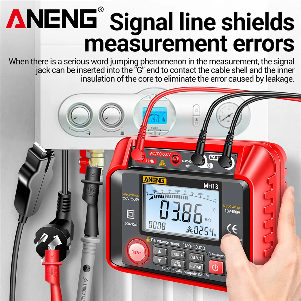 ANENG MH13 Digital Insulation Resistance Tester 2500V High Voltage Megohmmeter 200GΩ Megger Meter AC DC Voltage Tester for Cable Motor - Image 2