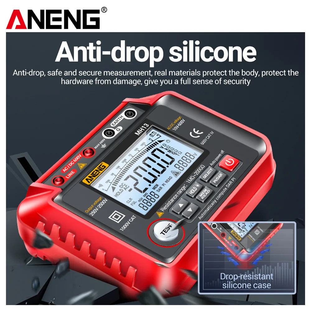 ANENG MH13 Digital Insulation Resistance Tester 2500V High Voltage Megohmmeter 200GΩ Megger Meter AC DC Voltage Tester for Cable Motor - Image 3