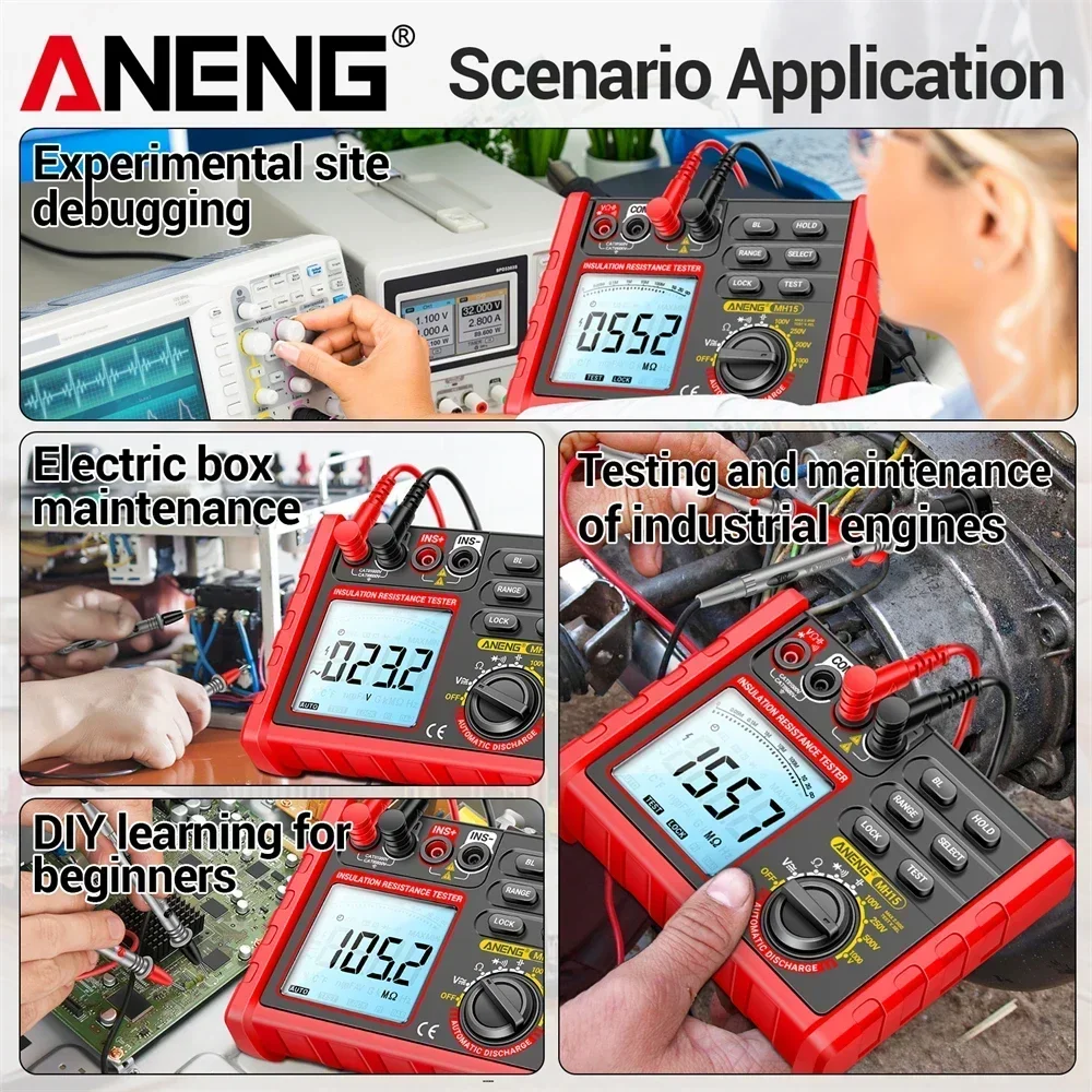ANENG MH15 Digital Megohmmeter  Insulation Resistance Tester  Earth Megometro 6000 Count Multifunctional Ohm Tester High Voltage - Image 4
