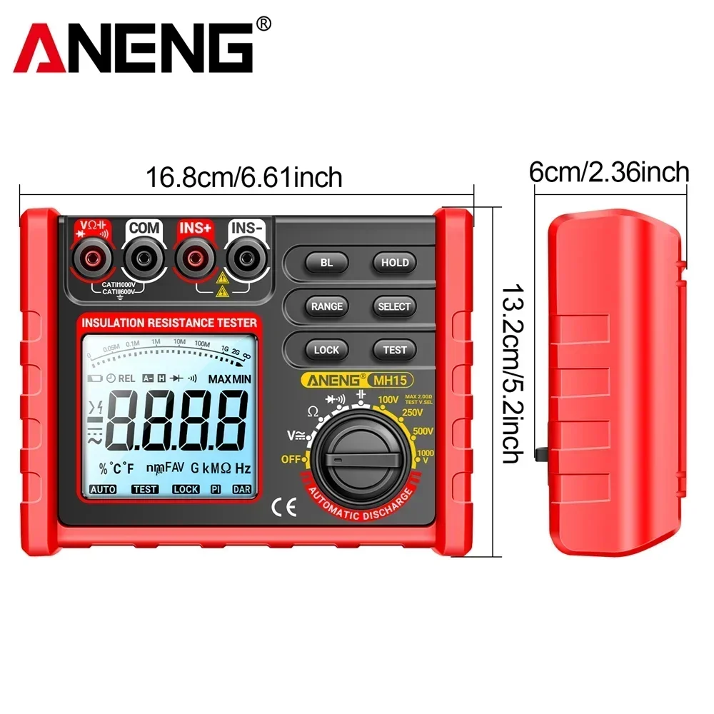 ANENG MH15 Digital Megohmmeter  Insulation Resistance Tester  Earth Megometro 6000 Count Multifunctional Ohm Tester High Voltage - Image 5
