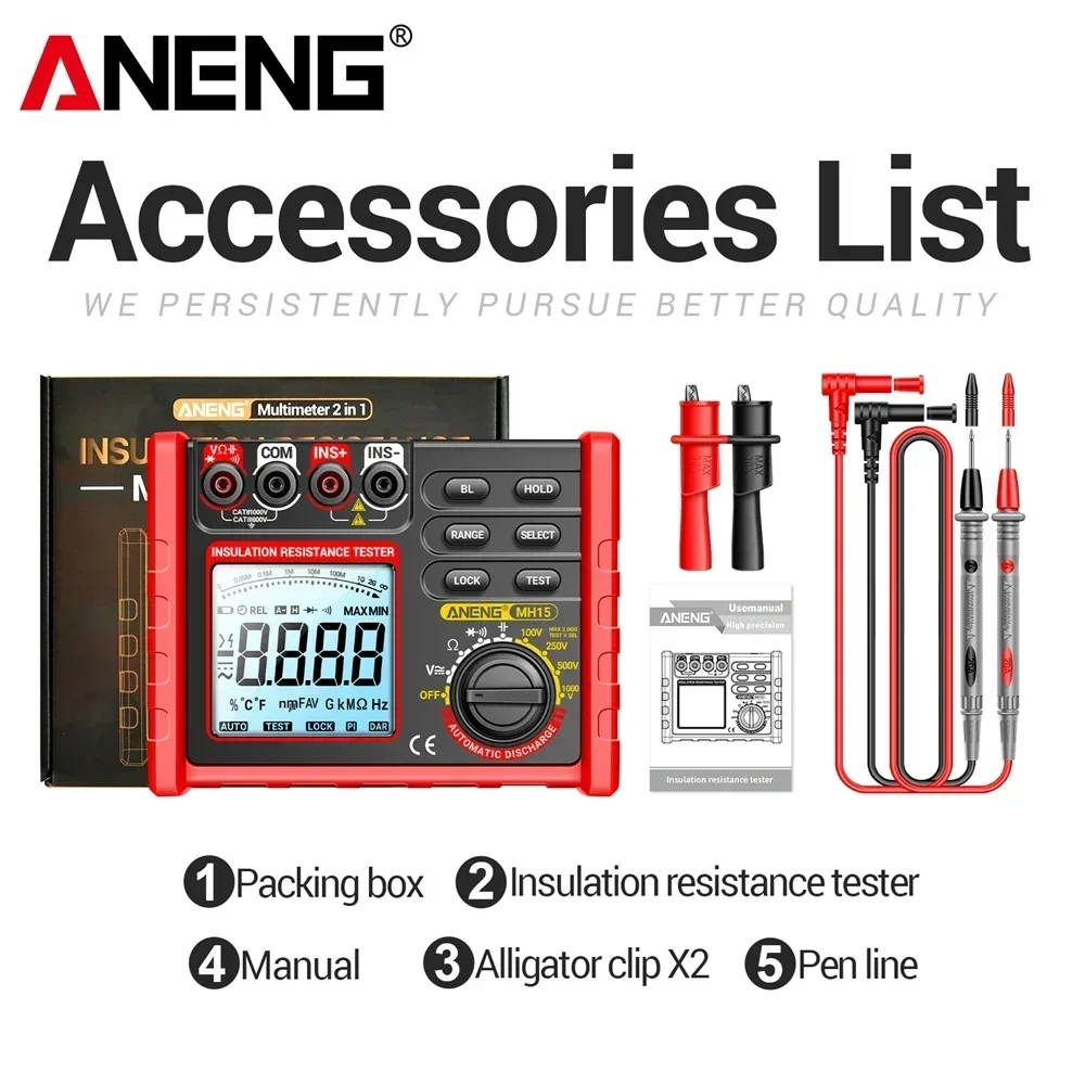 ANENG MH15 Digital Megohmmeter  Insulation Resistance Tester  Earth Megometro 6000 Count Multifunctional Ohm Tester High Voltage - Image 7