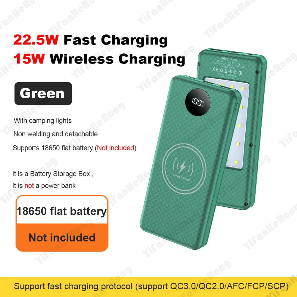 DIY Dual USB Type C Box 18650 Battery Power Case Digital Display for 8x18650 Battery Charging Outer Case QC3.0 PD22.5W Wireless - Image 13