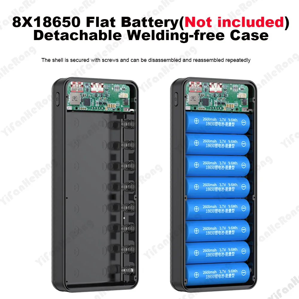 DIY Dual USB Type C Box 18650 Battery Power Case Digital Display for 8x18650 Battery Charging Outer Case QC3.0 PD22.5W Wireless - Image 2