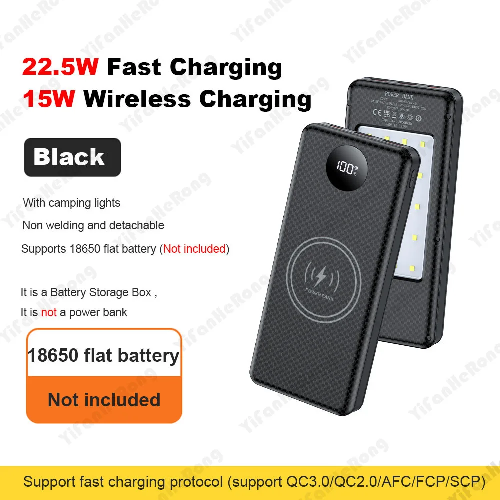 DIY Dual USB Type C Box 18650 Battery Power Case Digital Display for 8x18650 Battery Charging Outer Case QC3.0 PD22.5W Wireless - Image 7