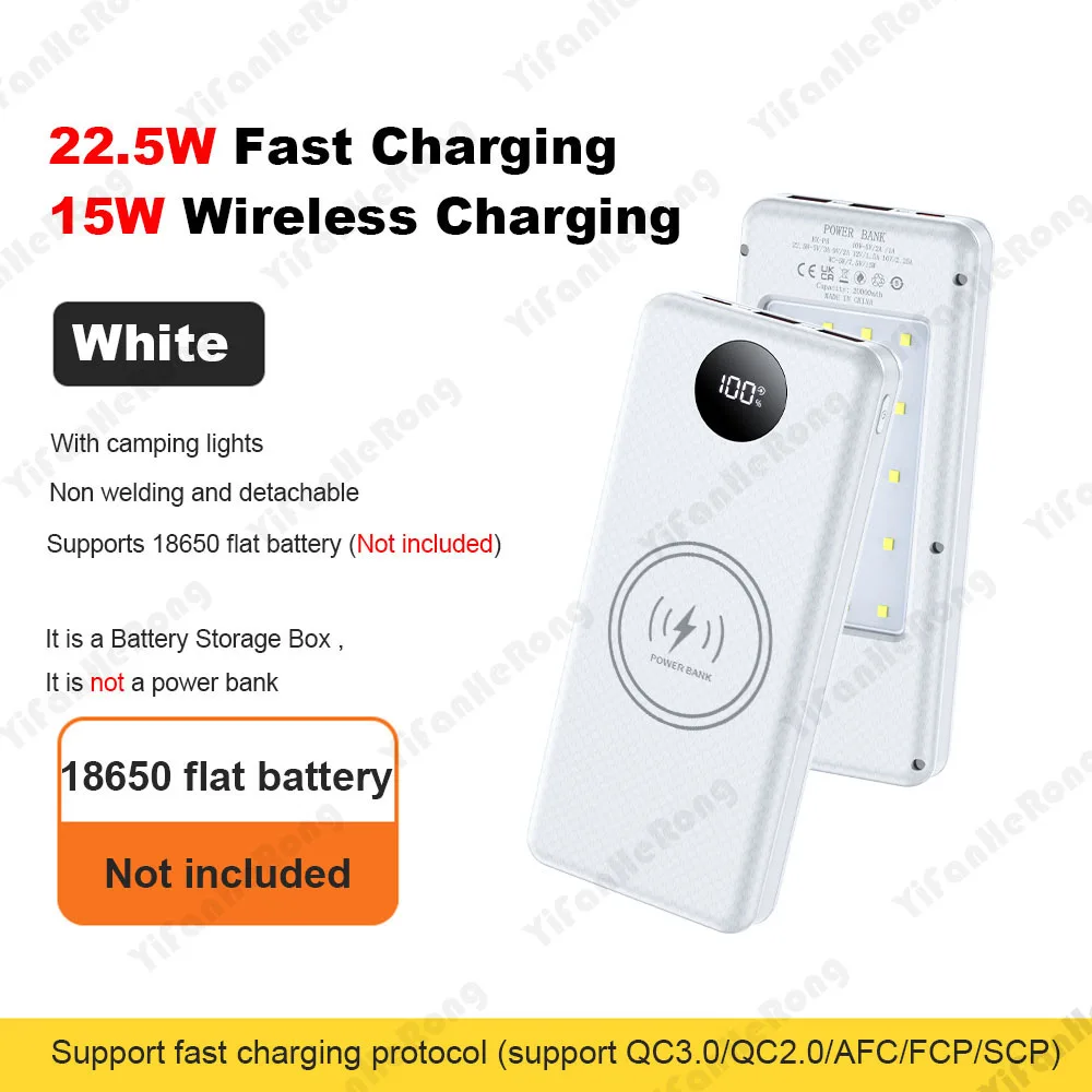 DIY Dual USB Type C Box 18650 Battery Power Case Digital Display for 8x18650 Battery Charging Outer Case QC3.0 PD22.5W Wireless - Image 8