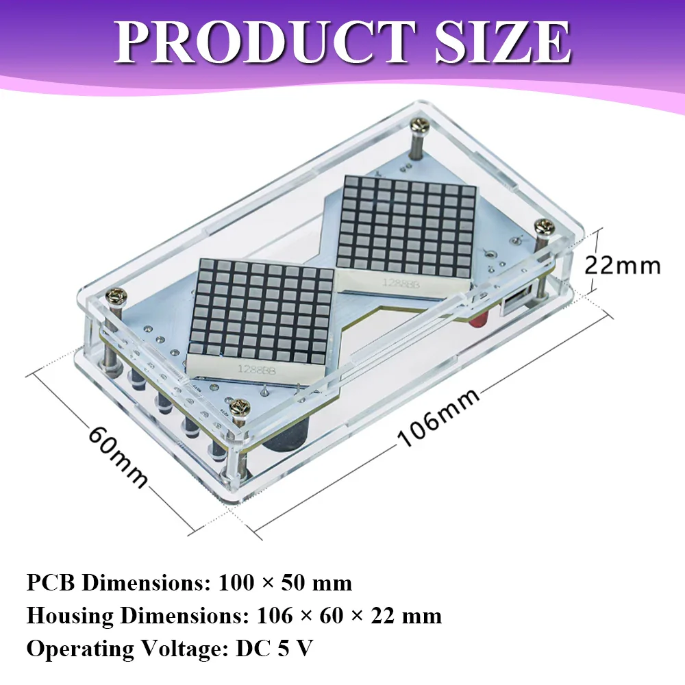 DIY Electronic Kit LED Dot Matrix Component Hourglass Gravity-Sensing Timer PCB Soldering Practice Kit Dual Power Supply DC5V - Image 2