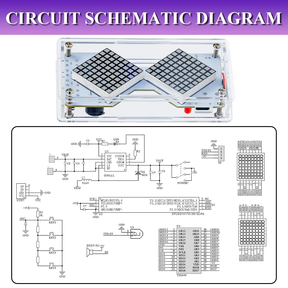 DIY Electronic Kit LED Dot Matrix Component Hourglass Gravity-Sensing Timer PCB Soldering Practice Kit Dual Power Supply DC5V - Image 5