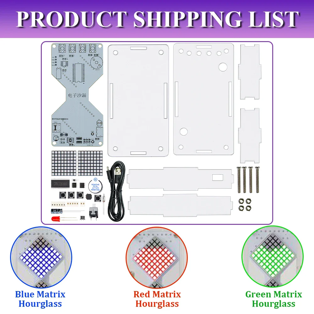 DIY Electronic Kit LED Dot Matrix Component Hourglass Gravity-Sensing Timer PCB Soldering Practice Kit Dual Power Supply DC5V - Image 6
