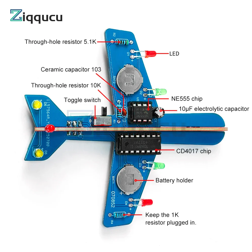 DIY Electronic Kit LED Flow Light Aircraft Model Kit DIY Electronic Welding Practice Kit Electronic Science Assembly Kit - Image 6