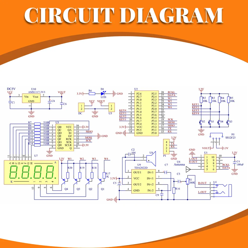 DIY Electronic Kit RDA5807M FM Radio 87-180MHz with Digital Tube Display STC15 Microcontroller Electronic Soldering Projects - Image 5