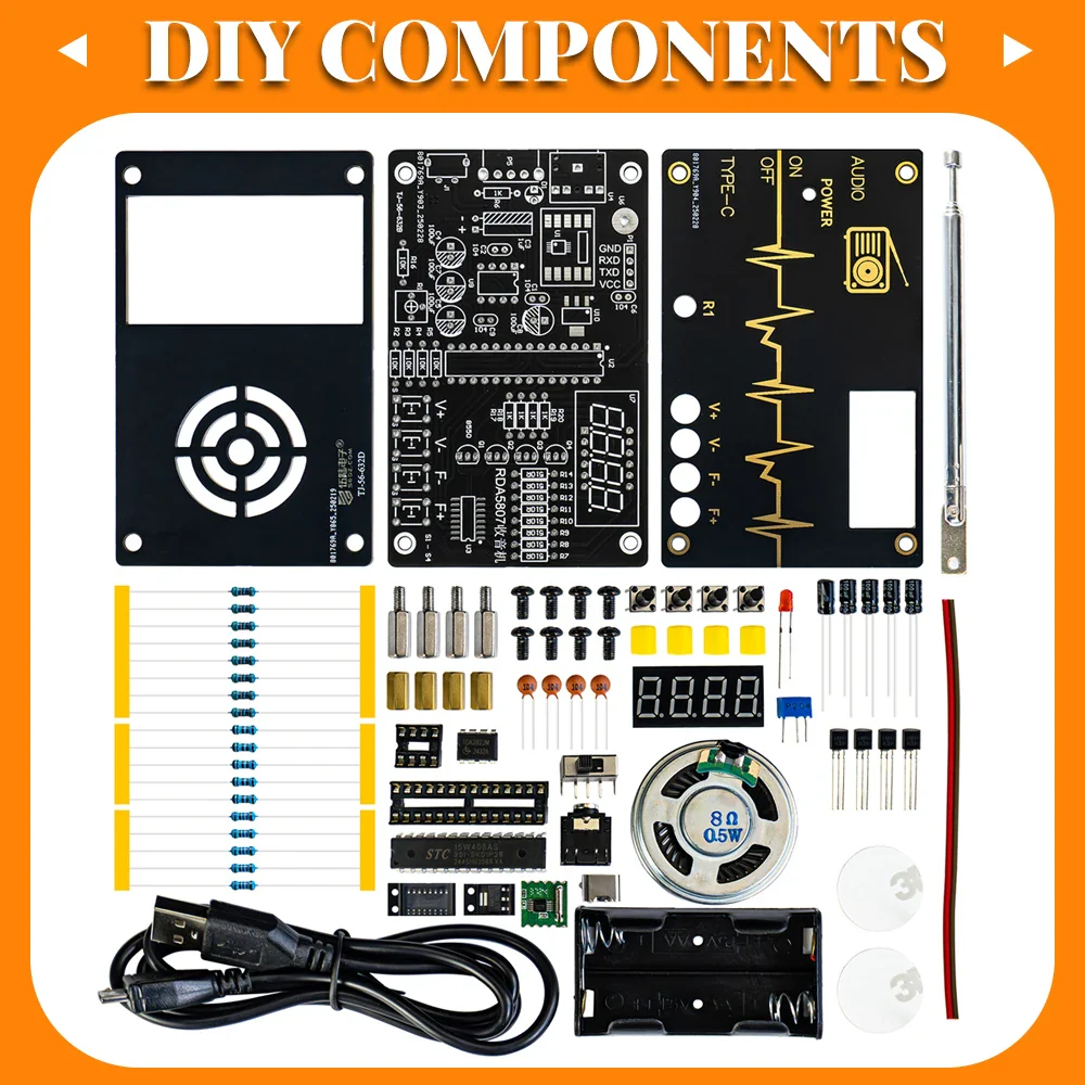 DIY Electronic Kit RDA5807M FM Radio 87-180MHz with Digital Tube Display STC15 Microcontroller Electronic Soldering Projects - Image 6
