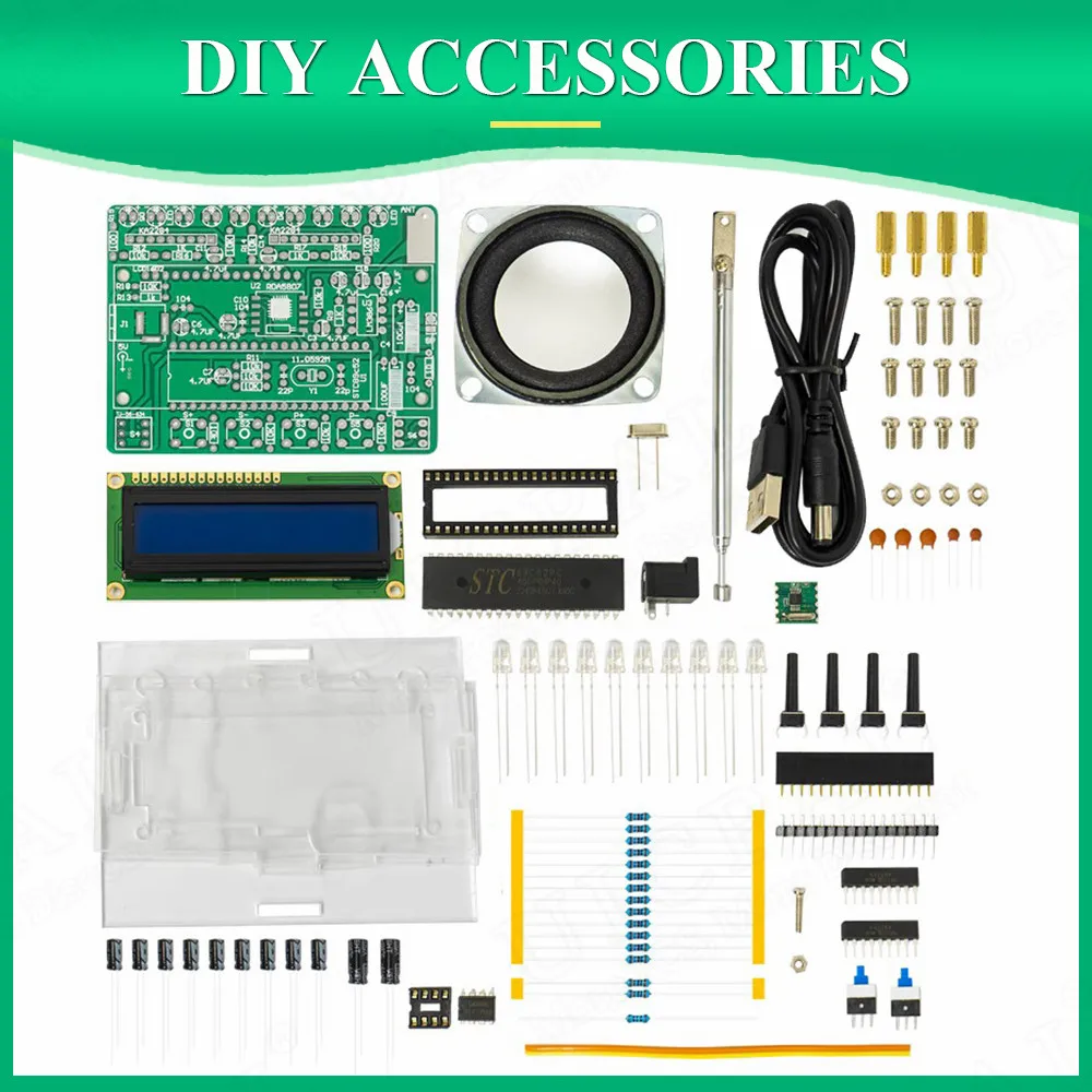 DIY FM Radio Electronic Kit Adjustable Frequency 87-108MHZ LCD1602 Display PCB Soldering Project Practice Solder RDA5807 - Image 6
