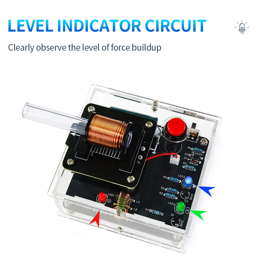 DIY High-Voltage Electromagnetic Cannon Electronic Kit DC3V Enhanced Edition Circuit Board Soldering Practice Kit - Image 4