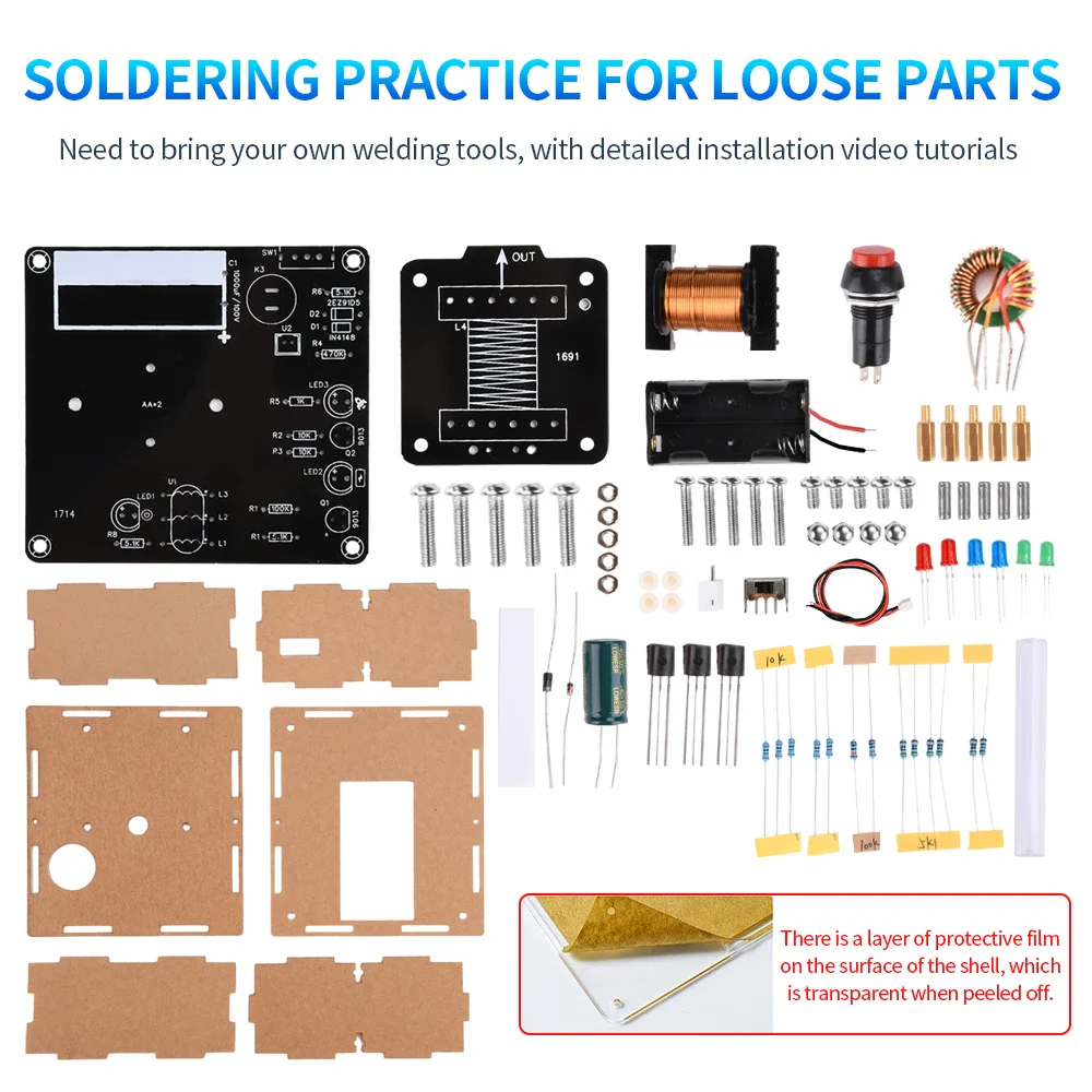 DIY High-Voltage Electromagnetic Cannon Electronic Kit DC3V Enhanced Edition Circuit Board Soldering Practice Kit - Image 6