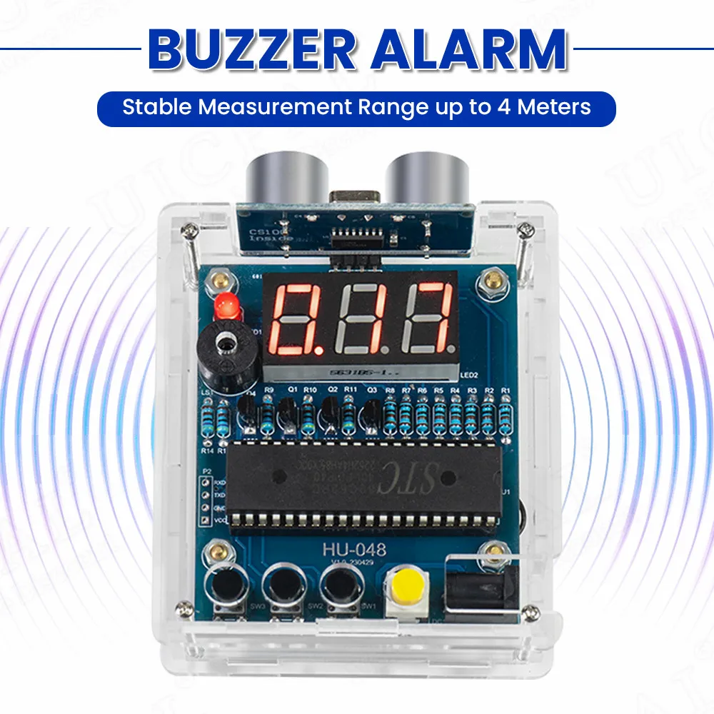 DIY Ultrasonic Ranging Electronic Kit STC with LED Measuring Distance 0-4M Radar Alarm DIY Soldering Project Practice Solder - Image 4