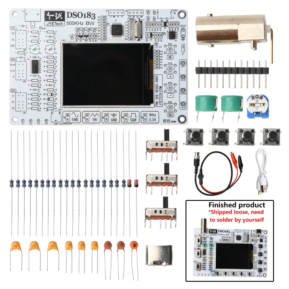 DSO183 DC 5V DIY Digital Oscilloscope Kit 0-500kHz Oscilloscope Soldering Kit Type-C Interface For Electronics Enthusiasts - Image 7
