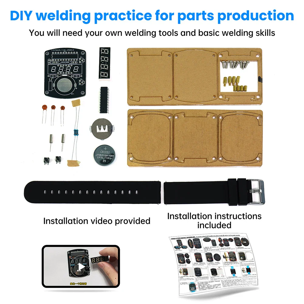 Electronic Watch DIY Kit LED Digital Tube Display Microcontroller Clock Assembly Circuit Board Making Creative Welding Practice - Image 6
