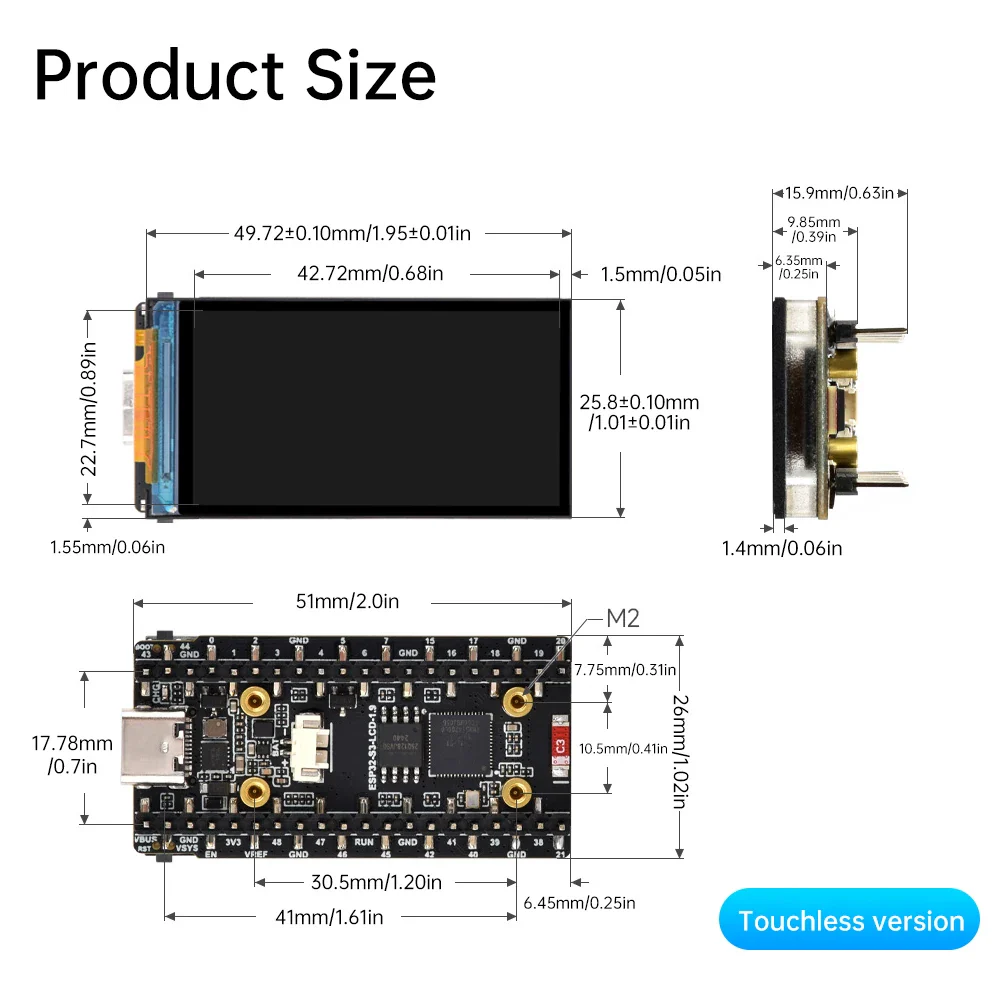 ESP32-C6 1.9 Inch Capacitive Touch Display IPS 170×320 LCD Camera Touch Option Supports WiFi Bluetooth Development Board ESP-32 - Image 2