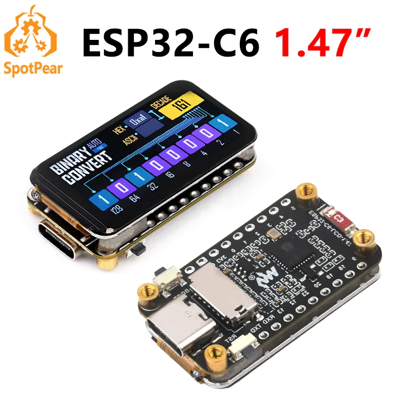 ESP32 C6 Development Board 1.47 inch Touch Option LCD Display Screen ST7789 For Arduino WiFi6/LVGL/HMI Onborad SD-Port/RGB-LED - Image 2