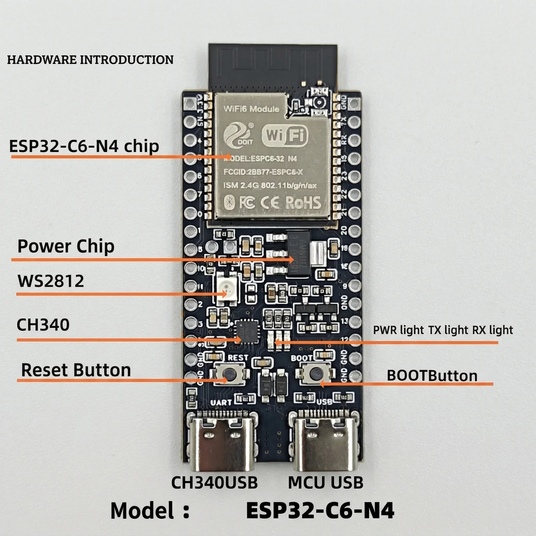 ESP32-C6-DevKitC-1 Development Board ESP32 N4 Core Board 4MB Flash WIFI6 BLE Zigbee Compatible ESP32 Module - Image 6