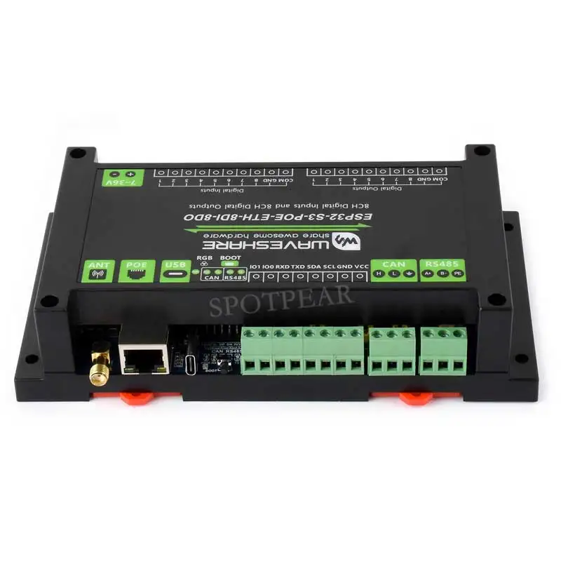 ESP32-S3 Industrial Control Board 8-Channel Controller with WiFi Bluetooth CAN IoT RS485 and RJ45 ETH interfaces POE - Image 3