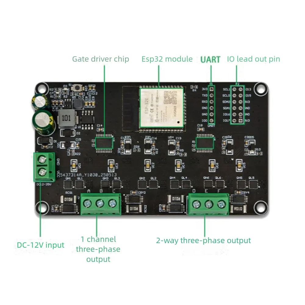 ESP32 Simple FOC Dual-way Brushless Motor Drive Board Onboard ESP32-WROOM-32E Module DC12V Brushless Motor Control Module - Image 7
